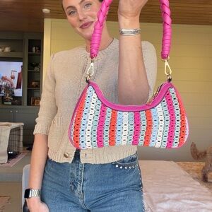 Colorful Striped Crochet Shoulder Bag